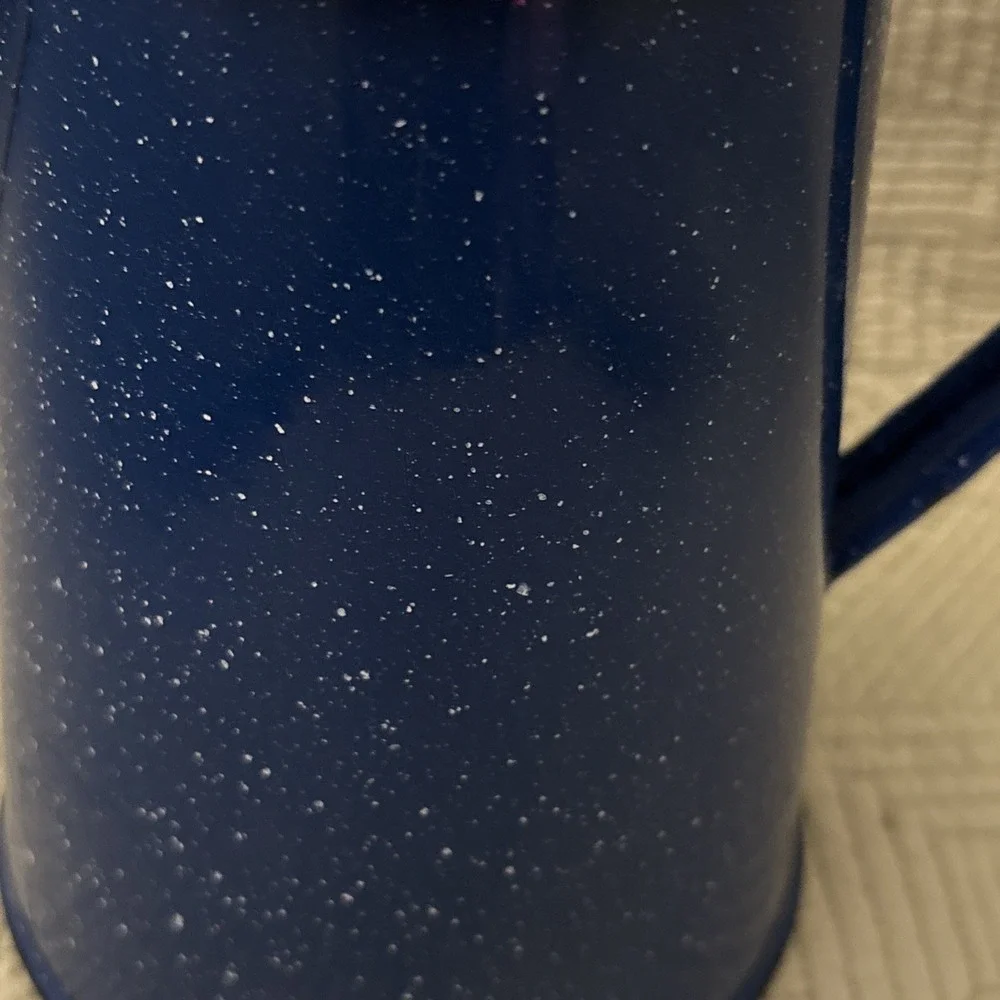 Vintage Enamel Ware Blue White Speckled Camping/Cowboy Coffee Pot Kettle 8
